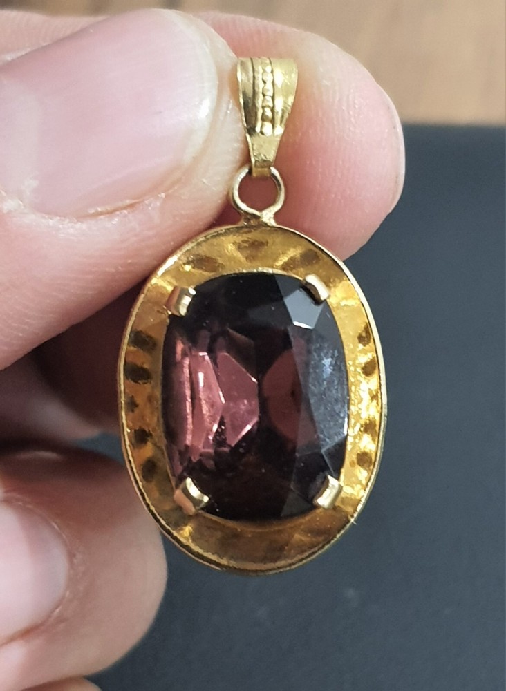 Beautiful Vintage Pendant dark Violet stone made in the USSR 1960s