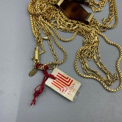 Lanvin Paris Vintage Long Necklace Multi Strand Chain Gold Tone L-105cm