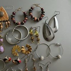 Women’s Fashion Earrings Mixed Lot 28 Pairs Mixed Metals