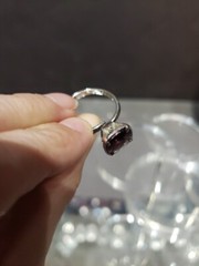 Adjustable size Ring vtg 1974 Sarah Coventry Amethyst rhinestone “deep purple”