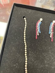JC VTG Red white blue wms American flag Necklace earings set SKU 9908