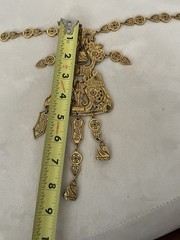 Vintage Large Accessocraft New York NYC Necklace Coro Heavy Brass Buddha 29 In.