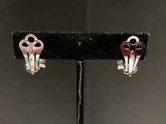 Vintage Attwood Collection 22k White Gold Plated Half Hoop Rhinestone Earrings