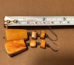 VINTAGE NATURAL BALTIC AMBER BRACELET & EARRINGS ART DECO