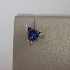 14K Tanzanite Diamond Studs, Trillion Cut, Earth Mined, Estate Yellow Gold