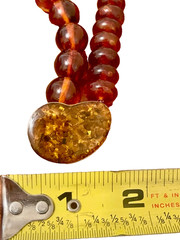 🔥 925 Silver 18K Gold Genuine Amber Necklace Pendant Butterscotch Cognac 68g