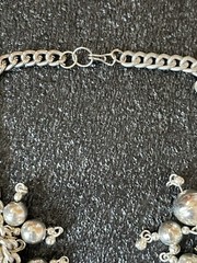 Vintage Silver-Tone Beaded Charm Necklace with Dangling Ornaments – 17”
