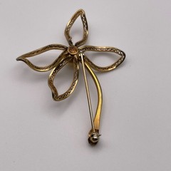 Vintage Flower Pin, 12K Gold-Filled, with Opal Stone, 2-1/2 inches, secure clasp