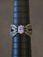 Vintage Sterling Silver Ring Light Purple Colored CZ Stone Sz 5 Estate Jewelry