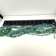 Vintage Multi 6 Strand Green Blue Glass Beads Necklace Bracelet Set Coastal Boho
