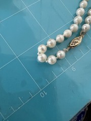 Vintage 5.8mm Genuine Cultured Pearl Necklace W Solid 14k Gold Clasp 19g 19”