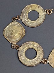 Vintage British India 1/2 Anna 1 Pice 7 Coin Bracelet