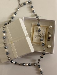Genuine Fresh Water Pearl Necklace. Authenticity Cert. Matching Ring & Earrings