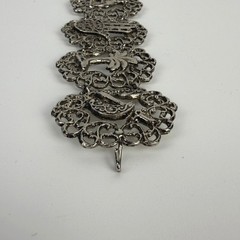 Vintage Silver-Tone Filigree Panel Bracelet De Maroc Morocco Boho Souvenir