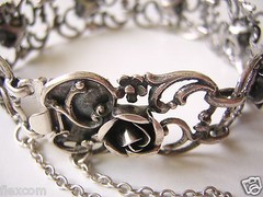 835 Silver Bracelet Rose Applications Theodor Klotz TEKA Pforzheim 23.6 g/20 cm