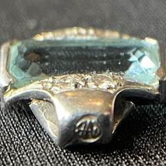 Vintage Art Deco White Gold Aquamarine and Diamond Pendant