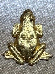 Vintage Raw Brass Frog Stamping 38mm Deep Relief Nature Jewelry Finding NOS USA