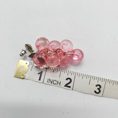 Vintage Silver Tone Grape Cluster Earrings With Pink Acrylic Beads
