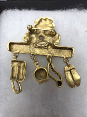 Vtg Danecraft gold tone google eye Bargain Hunter charm funny Pin
