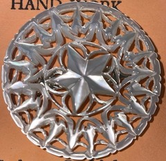 Vintage Hand Made Mother of Pearl Star of Bethlehem Brooch Pin 1991 Free Ship