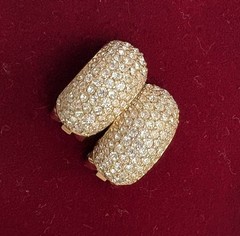Vintage Christian Dior Clip on Earrings Pave Crystal Half Hoop