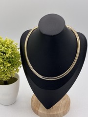 Vintage Gold Tone Omega Chain Choker Necklace Unmarked 14-15 Inch