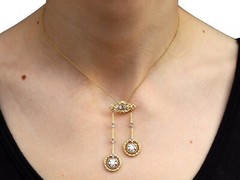 Antique 0.93Ct Diamond and 18k Yellow Gold Necklace Circa 1920