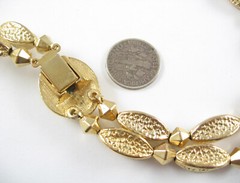 Double Strand GOLDTONE BEADED NECKLACE Vintage Choker Football Beads 15.5 In