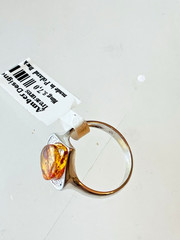 100% Genuine Baltic Natural Amber Silver Ring Size 7,0 Vintage Butterscotch 老琥珀