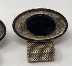 Danté Sodalite Cufflinks Blue Stone Gold Tone Mesh Wrap Around – Vintage