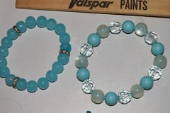 Vintage to now lot of 4 glass plastic metal beaded and charm bracelets