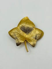 Vintage Gold Tone Ivy Leaf Brooch ~ Mid-Century
