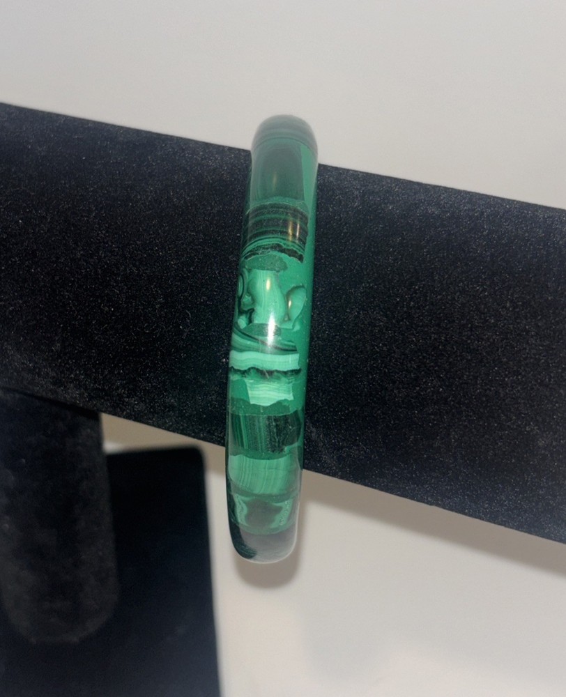Green Faux Malachite Resin Bangle Bracelet Marbled Lucite Acrylic Vintage
