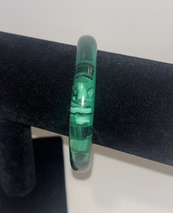 Green Faux Malachite Resin Bangle Bracelet Marbled Lucite Acrylic Vintage