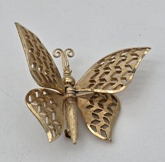 Coro Francois Butterfly Brooch Articulated Vintage Gold Tone Pin