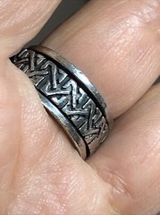 24. Vintage Celtic Sterling Silver 925 Patterned Spinner Band Ring 10g, 7s