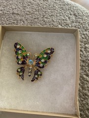Colorful Diamond Like Inlaid Rhinestones On This Colorful Butterfly Brooch Pin