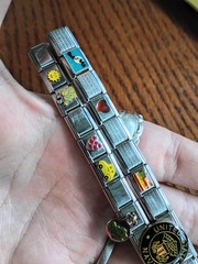 VTG. Y2K ITALIAN CHARM BRACELET DOUBLE ROW LOT ZOPPINI, B’LINQ, D’LINQ,ROMA,Navy