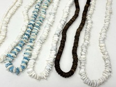 Vintage Y2K 90s Puka Shell Heishi Necklace Lot (10) Surfer Hawaiian Summer Beach