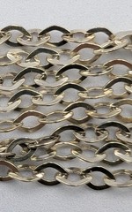 FAS Vtg Sterling 925 Oval Ring 2 Strand Flat Marquise Shape Link Chain Bracelet