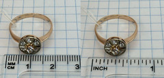 Vintage Original Rose & White Gold Ring with Cubic Zirconia 585 14K Lviv 1990