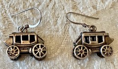 Sterling Silver Stagecoach Earrings, 3/4″ Long X 1/2″ HIgh, 9.6 Grams Vintage