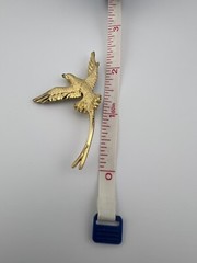 Vintage Signed Bird Brooch Gold Plated Pewter Swallow Figural Pin Flying, Used.