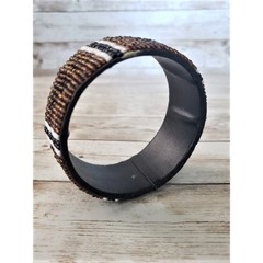 Vintage Bracelet / Bangle Chunky Beaded Bracelet Brown, Black, White