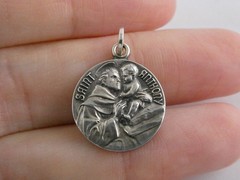 Vintage Silver Filled Saint Anthony Religious Medal Pendant Charm 3.7g 17mm Diam