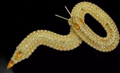 KENNETH J LANE KJL OPAQUE TOPAZ CRYSTAL Serpent Snake BROOCH BOOK PIECE 5″ Rare