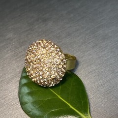 Vintage Cocktail Ring Estate Jewelry Pre-owned Champagne Crystal Dome Any Size