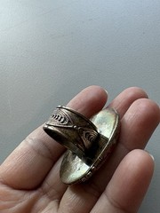Vintage/Antique Chinese Porcelain Maiden Sterling Silver Ring Size 8.5 READ DESC