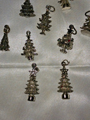 Vintage Lot of 9 Christmas Tree Pendants Charms 2 Sterling