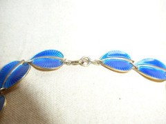 Albert Scharning Norwegian Blue Guilloche Enamel Necklace 15″ A. SCH 925 Ster
